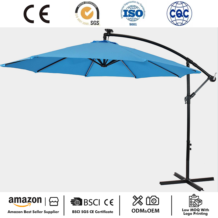 10FT LED Solar Hanging Market Patio Sonnenschirm