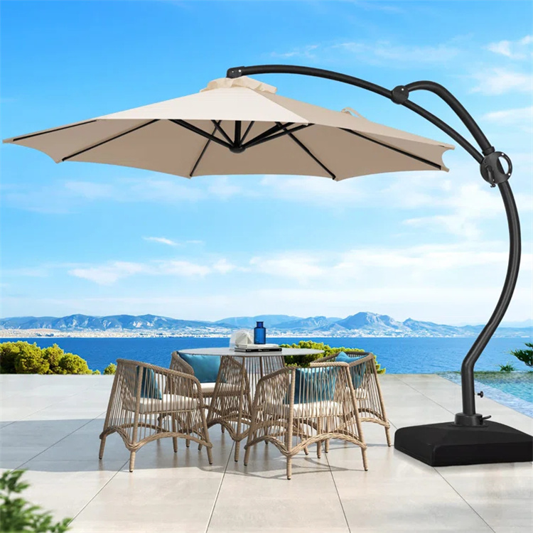 10ft Patio S-Form Hanging Offset Freischwinger-Regenschirm