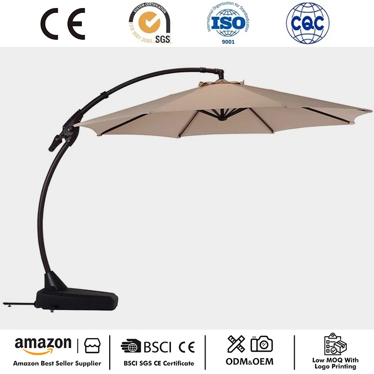 12 FT Curvy Freischwinger-Sonnenschirm mit Sockel