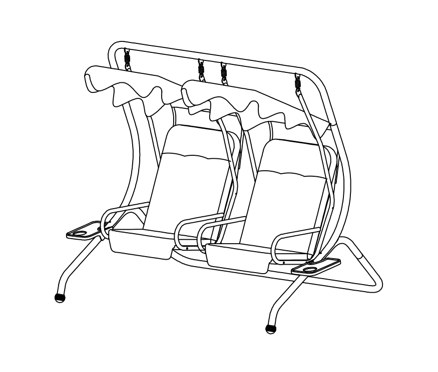 2-Personen-Überdachungs-Stahl-Veranda-Schaukel-Montageanleitung