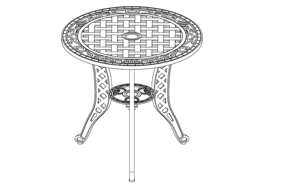 3-teiliges Bistro-Ess-Set aus Aluminiumguss ----Installationsanleitung für den Tisch