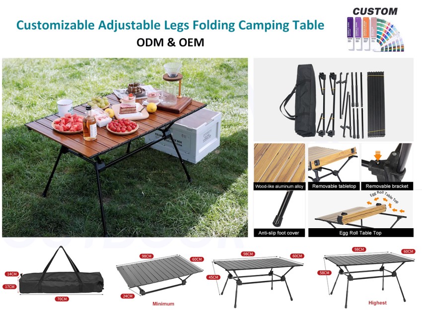 Klappbarer Campingtisch mit verstellbaren Beinen