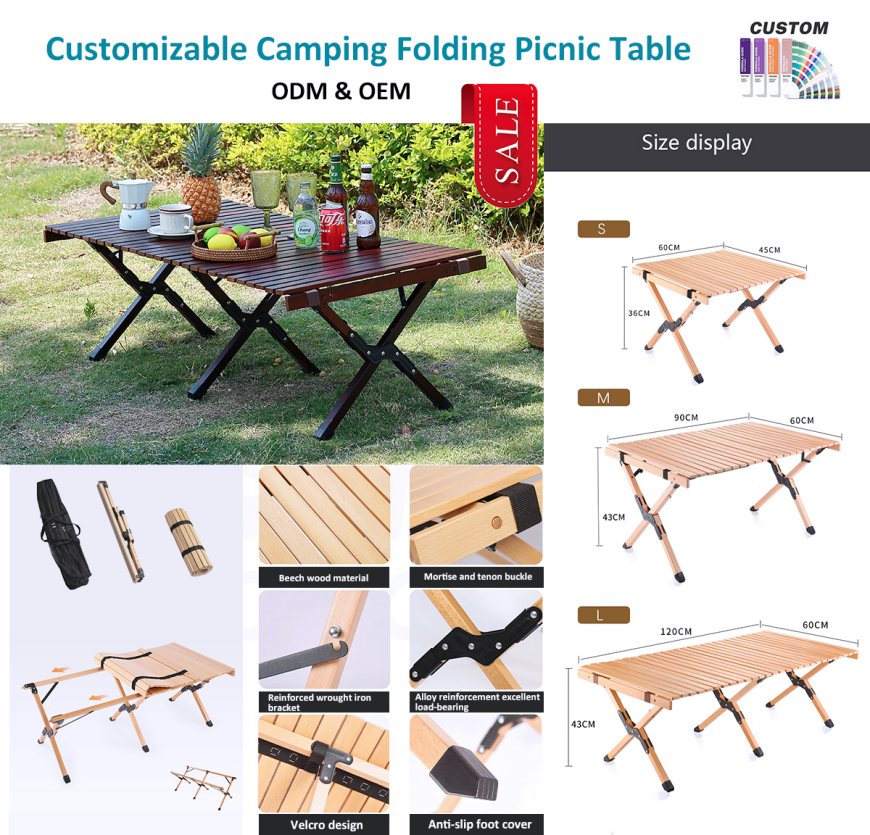 Gefällt Ihnen dieser klappbare Campingtisch aus Holz?