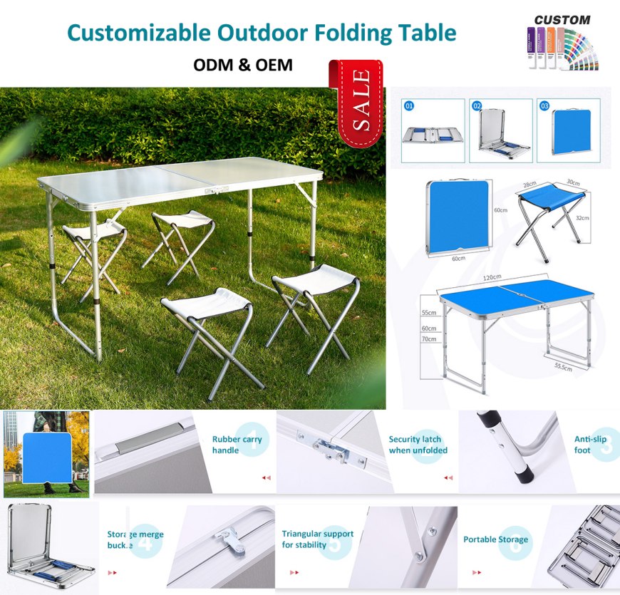 Set aus Klapptisch und Stühlen aus Aluminium