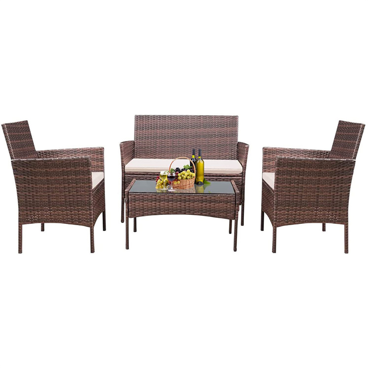 4-teiliges Rattan-Terrassenmöbel-Set