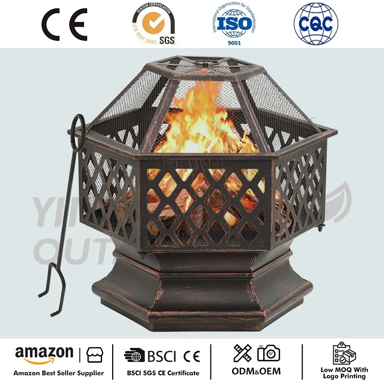 Hexagon Holzbronze Finish Stahlfeuergrube beenden