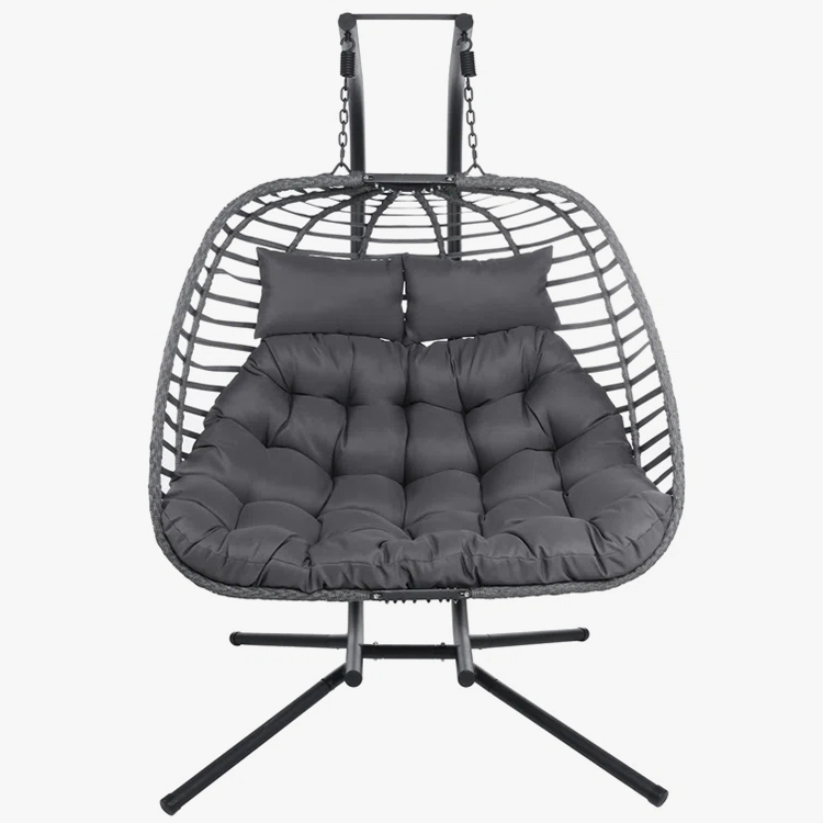 2-Personen-Sitz-Rattan-Ei-Schaukelstuhl
