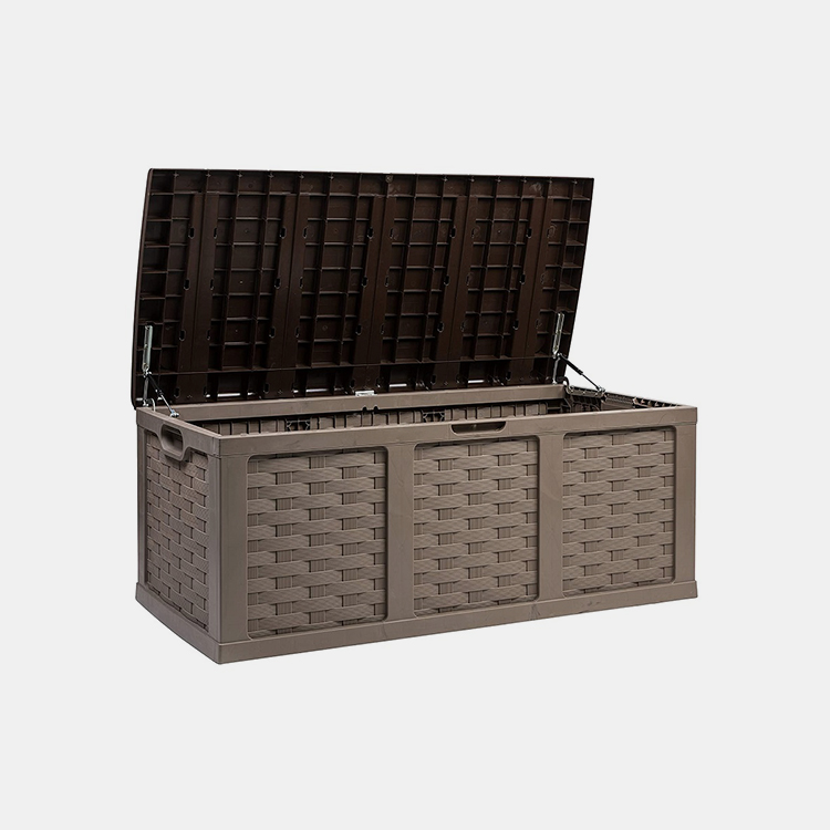153-Gallonen-Deckbox aus braunem Rattan-Kunststoff